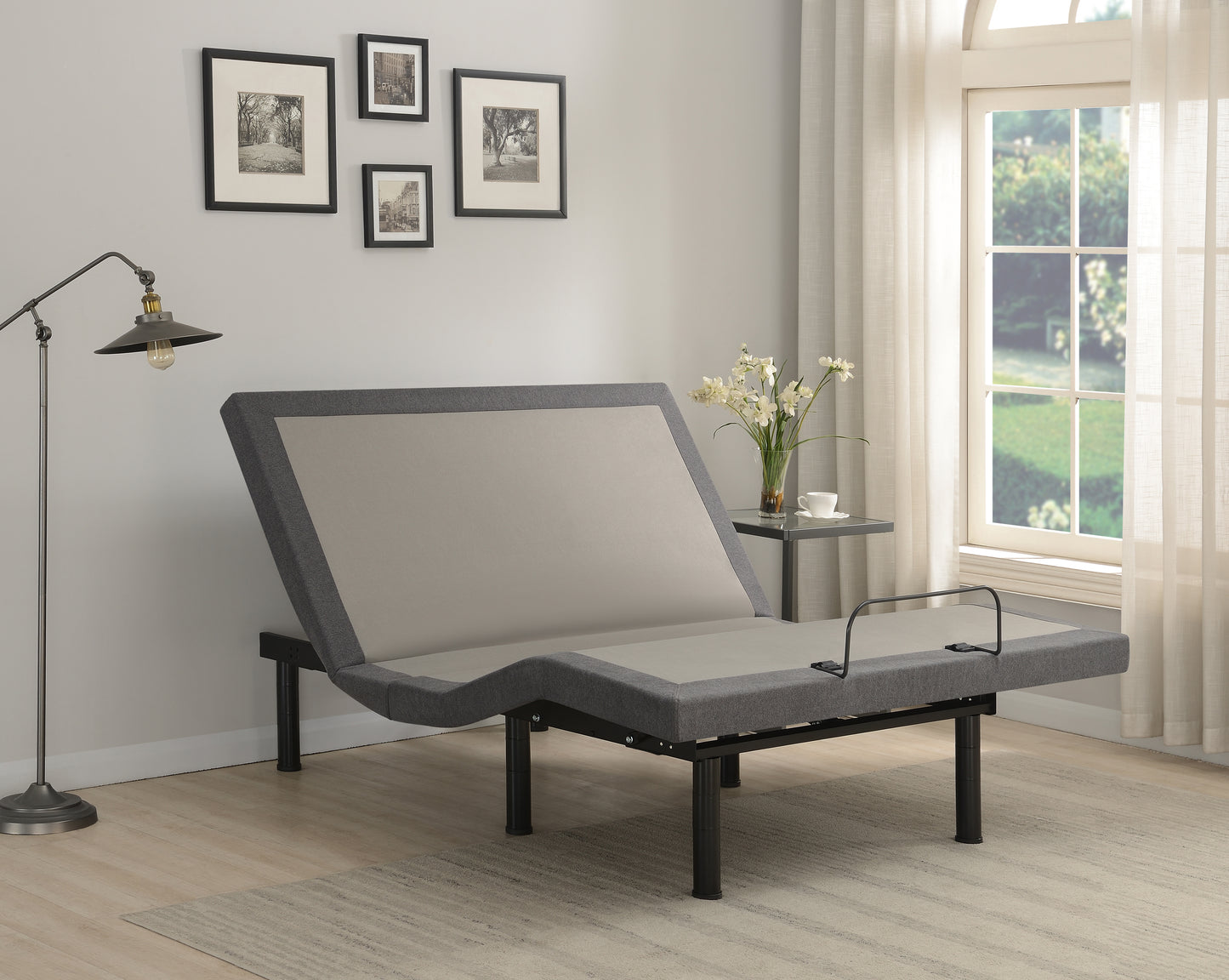 Clara Full Adjustable Bed Base Grey and Black