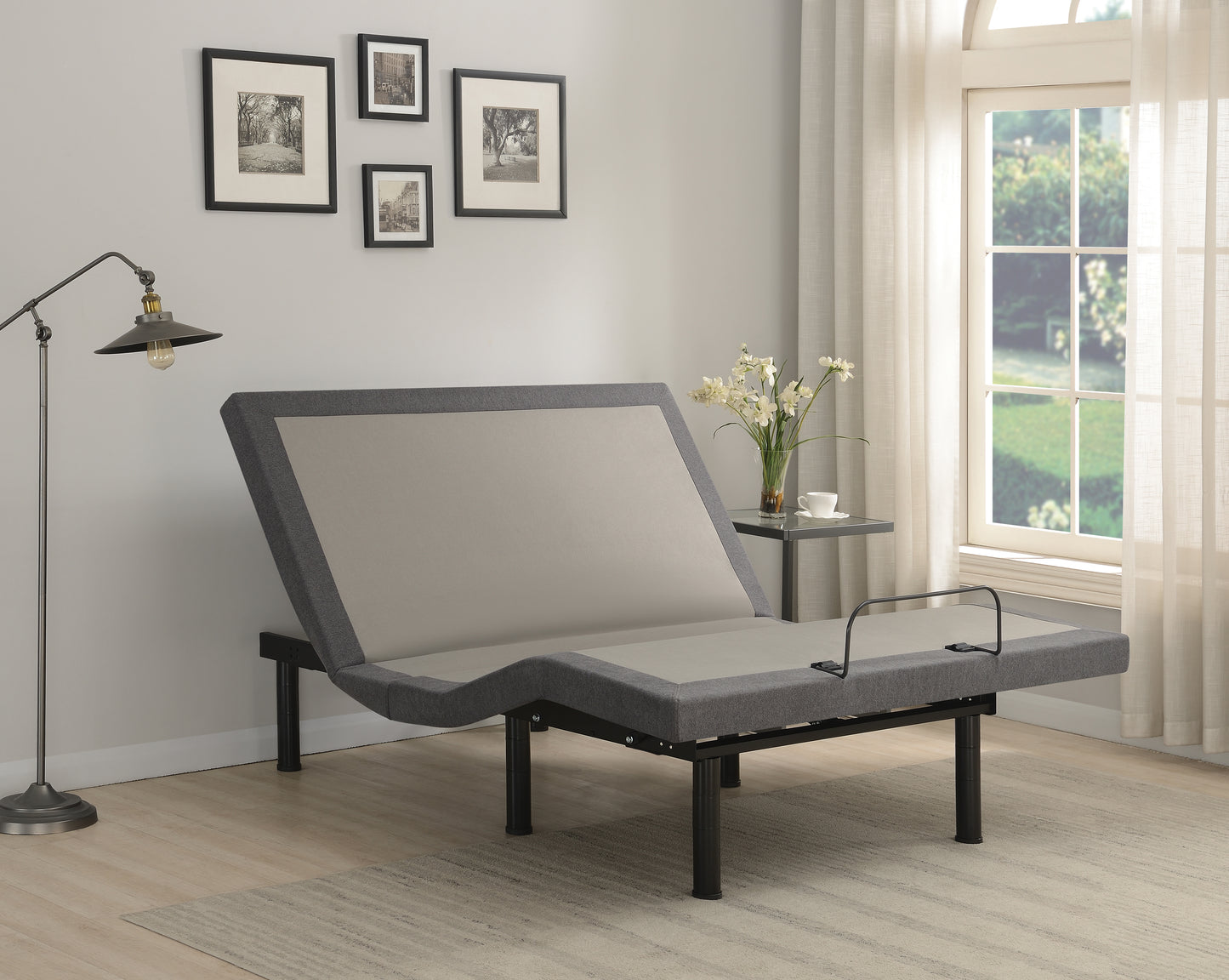 Negan Twin XL Adjustable Bed Base Grey and Black W/ Dual massage