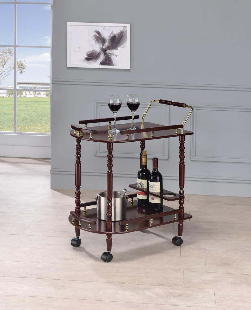 Recreation Room Traditional Merlot Serving Cart - ATL FURNITURE