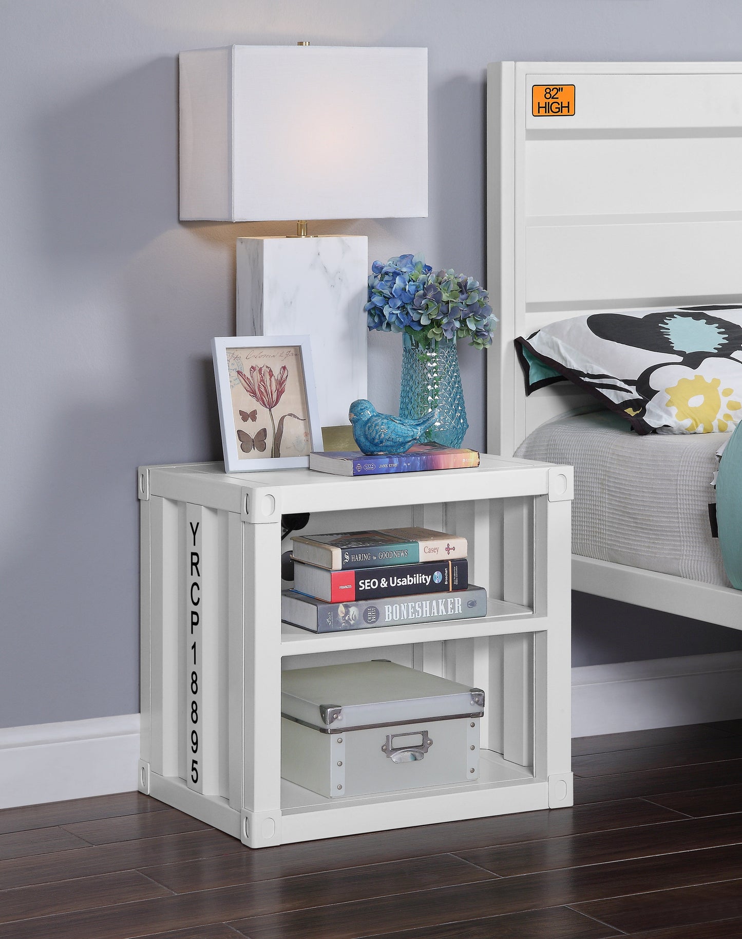 Cargo White Nightstand (USB) - ATL FURNITURE