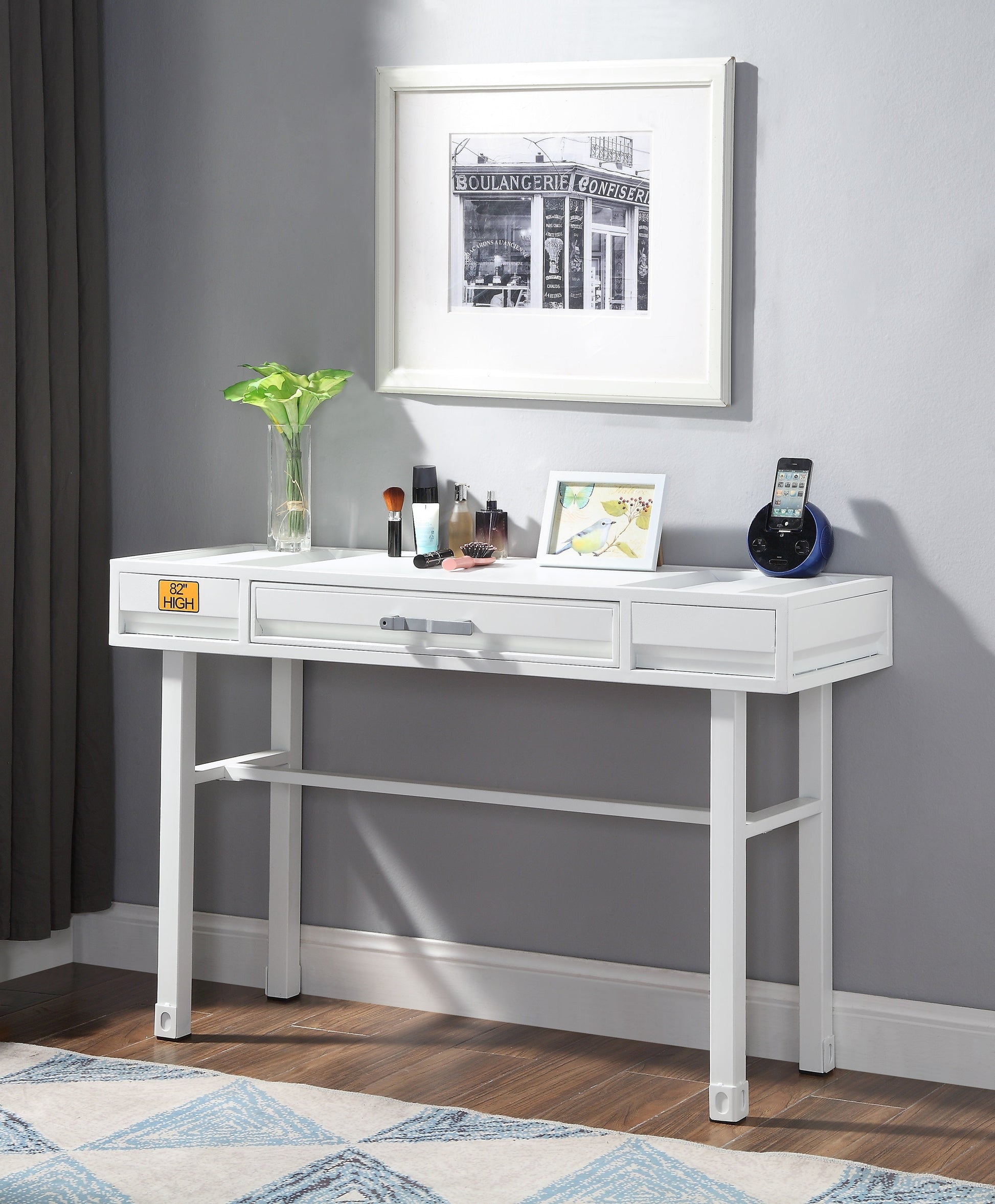 Cargo White Vanity Desk - ATL FURNITURE