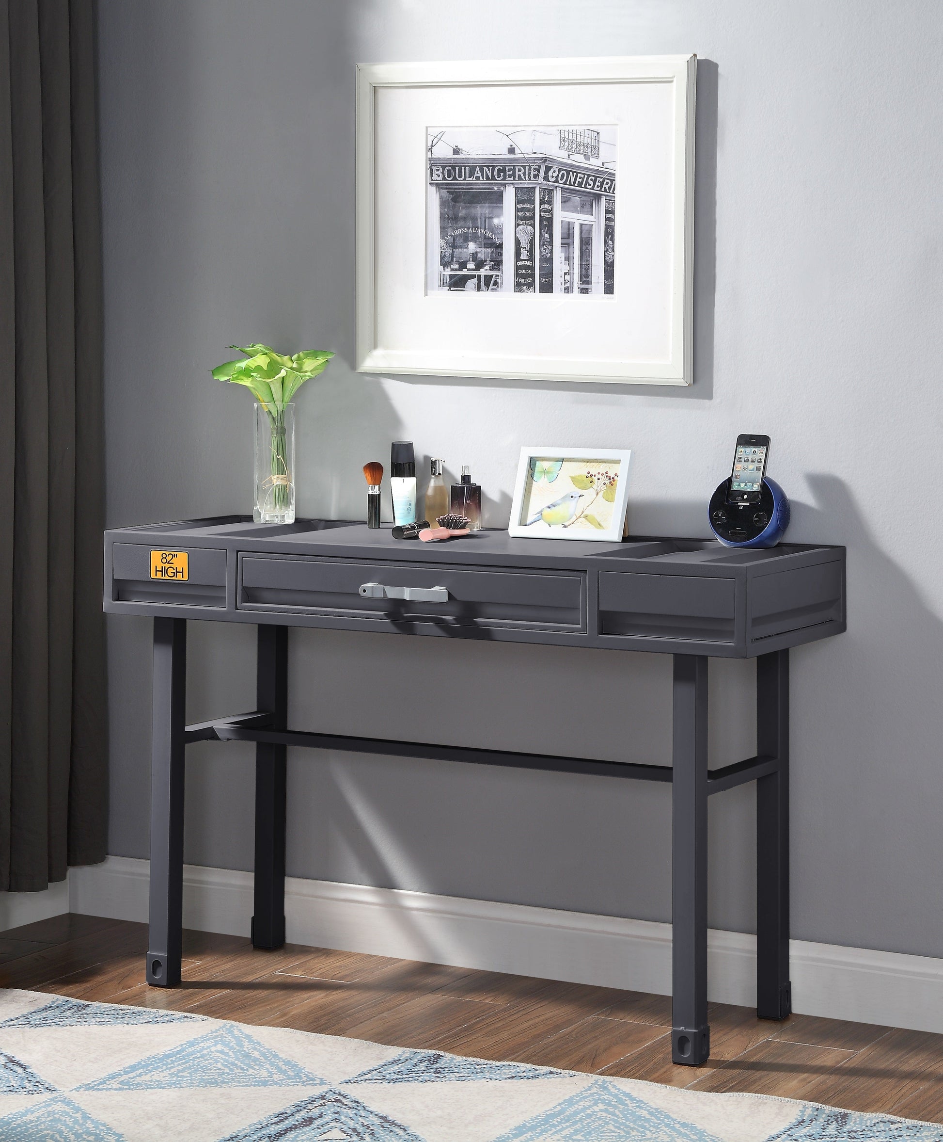 Cargo Gunmetal Vanity Desk - ATL FURNITURE