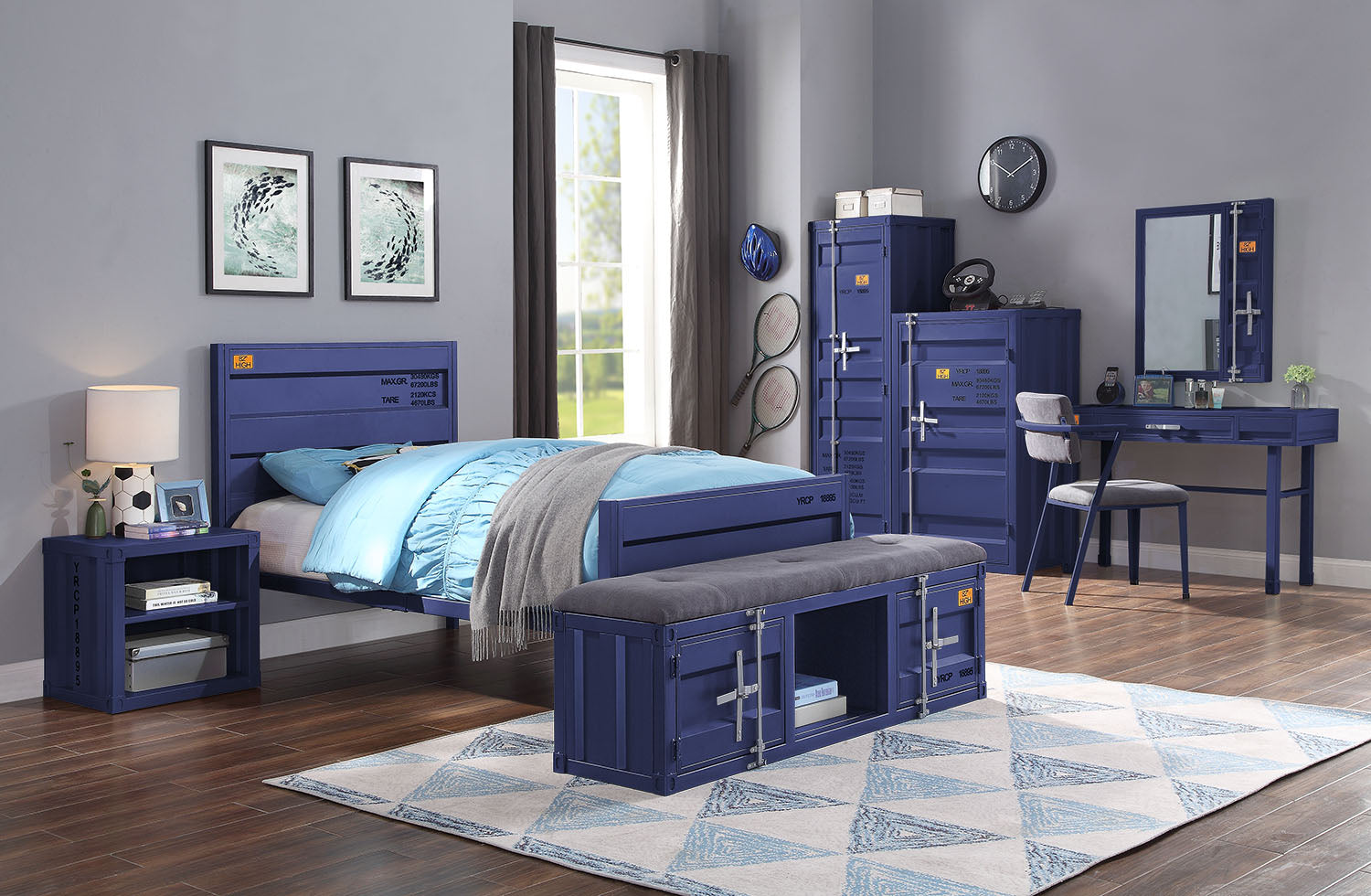 Cargo Blue Twin Bed - ATL FURNITURE