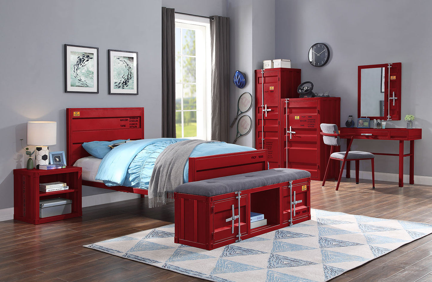 Cargo Red Twin Bed - ATL FURNITURE