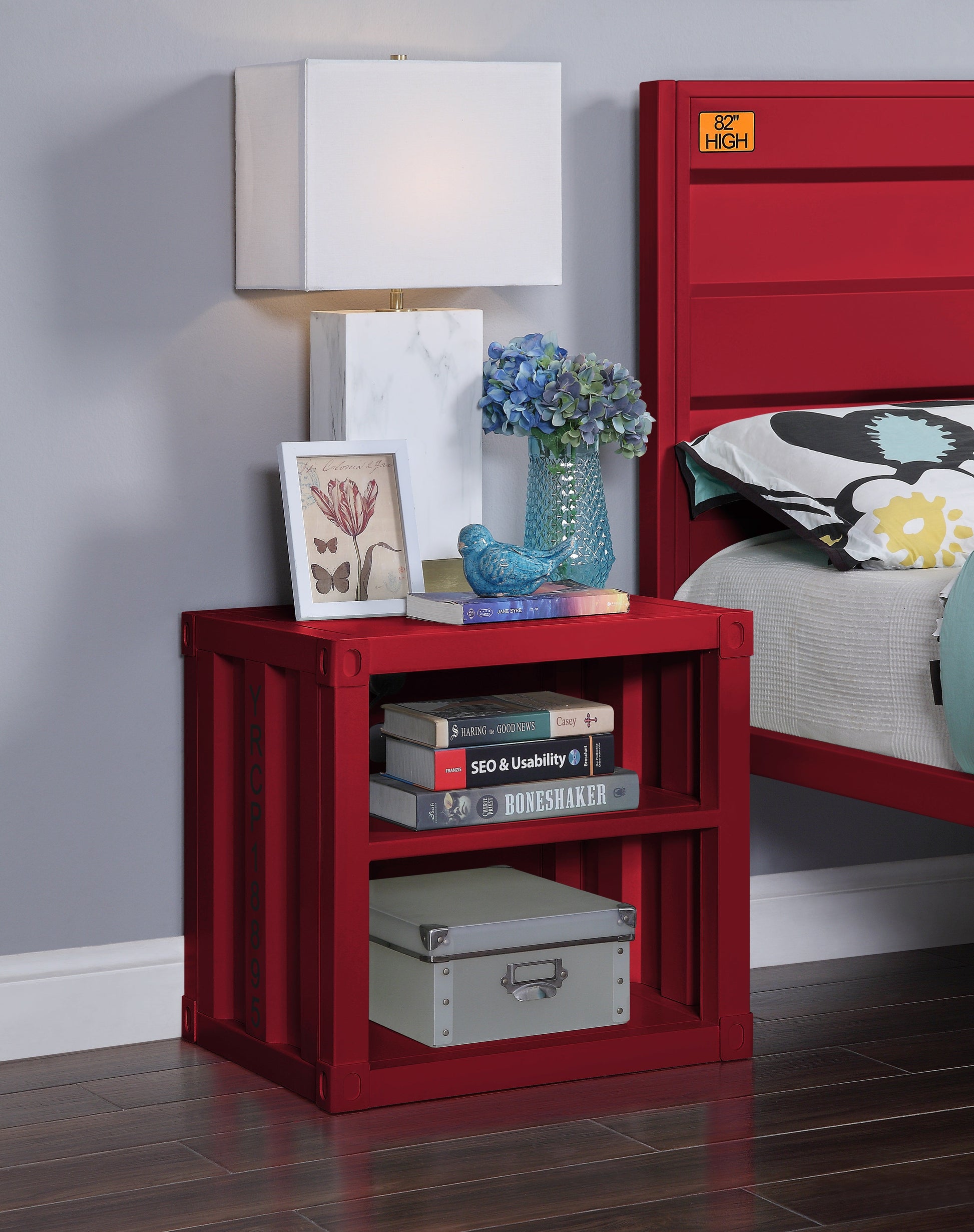 Cargo Red Nightstand (USB) - ATL FURNITURE