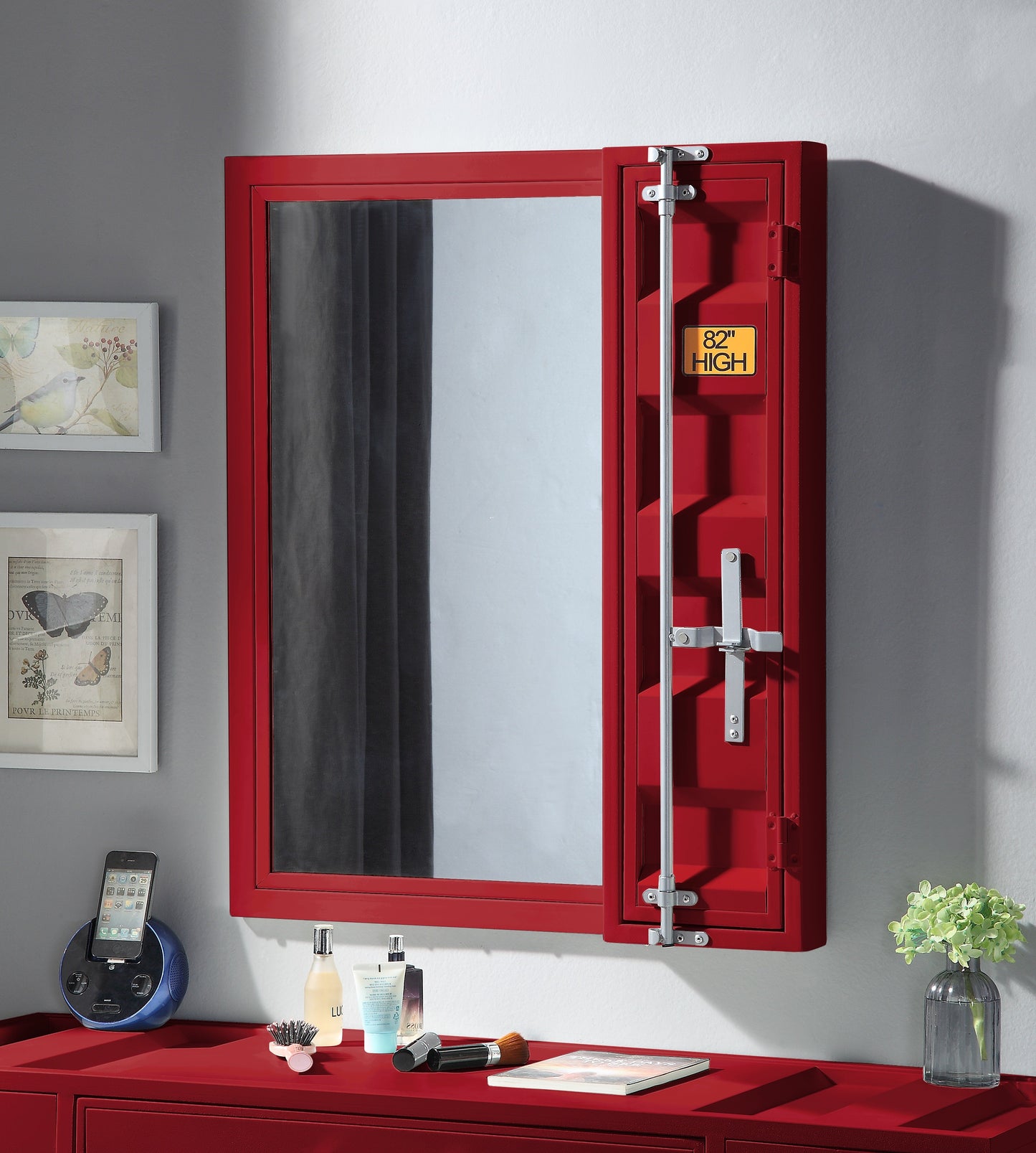 Cargo Red Vanity Mirror - ATL FURNITURE