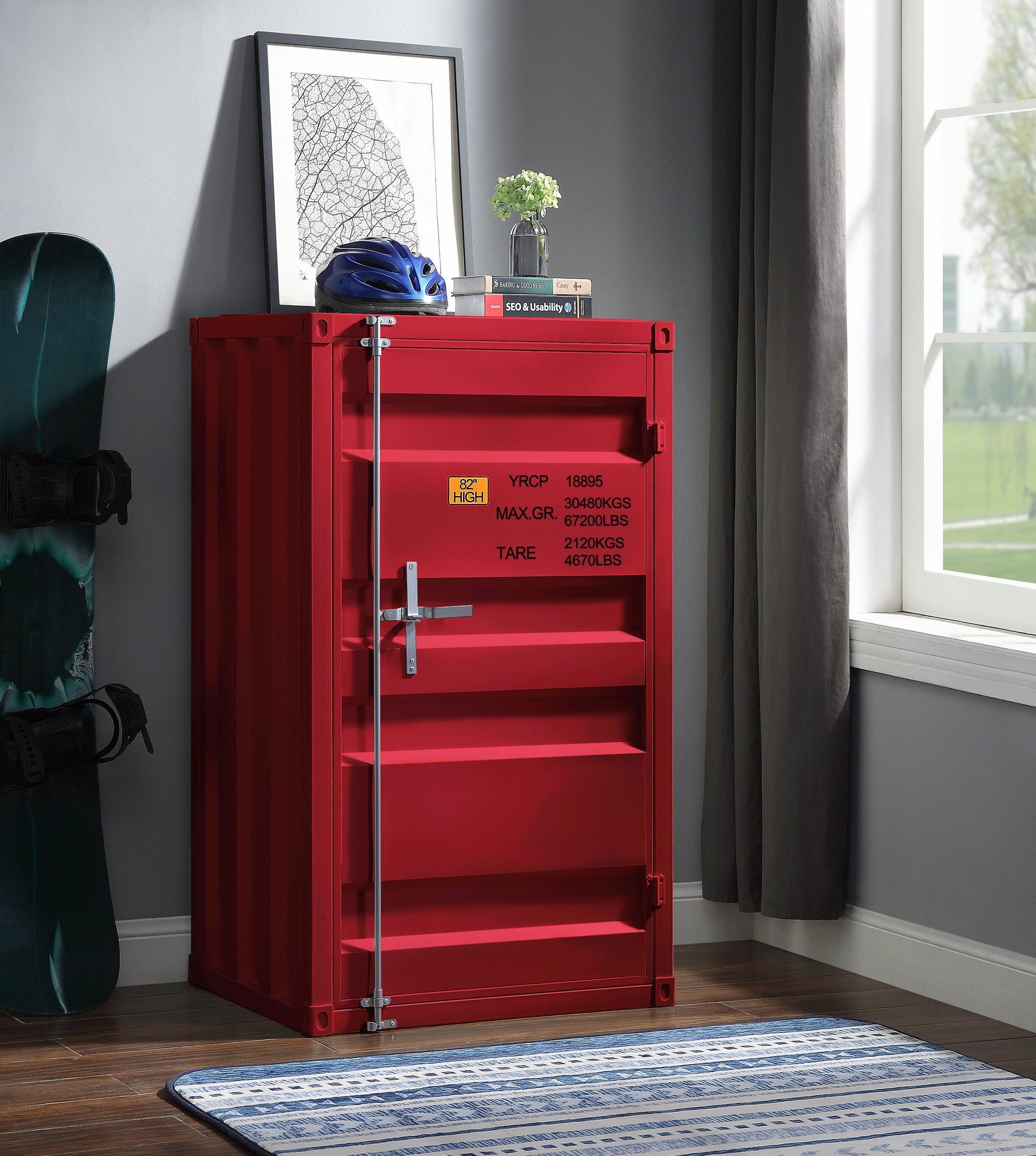 Cargo Red Chest (Single Door) - ATL FURNITURE