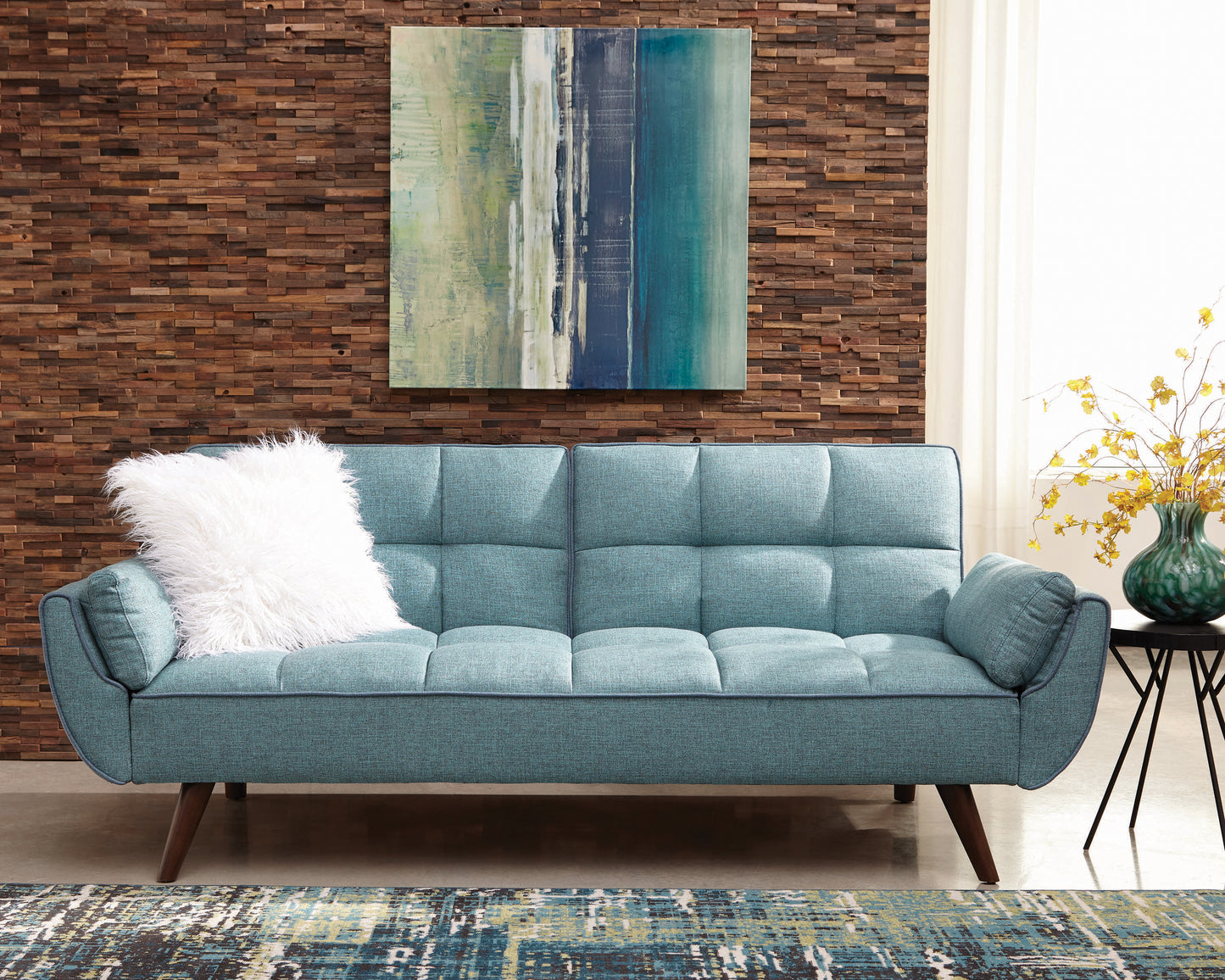 Caufield Upholstered Convertible Sofa Bed Turquoise Blue