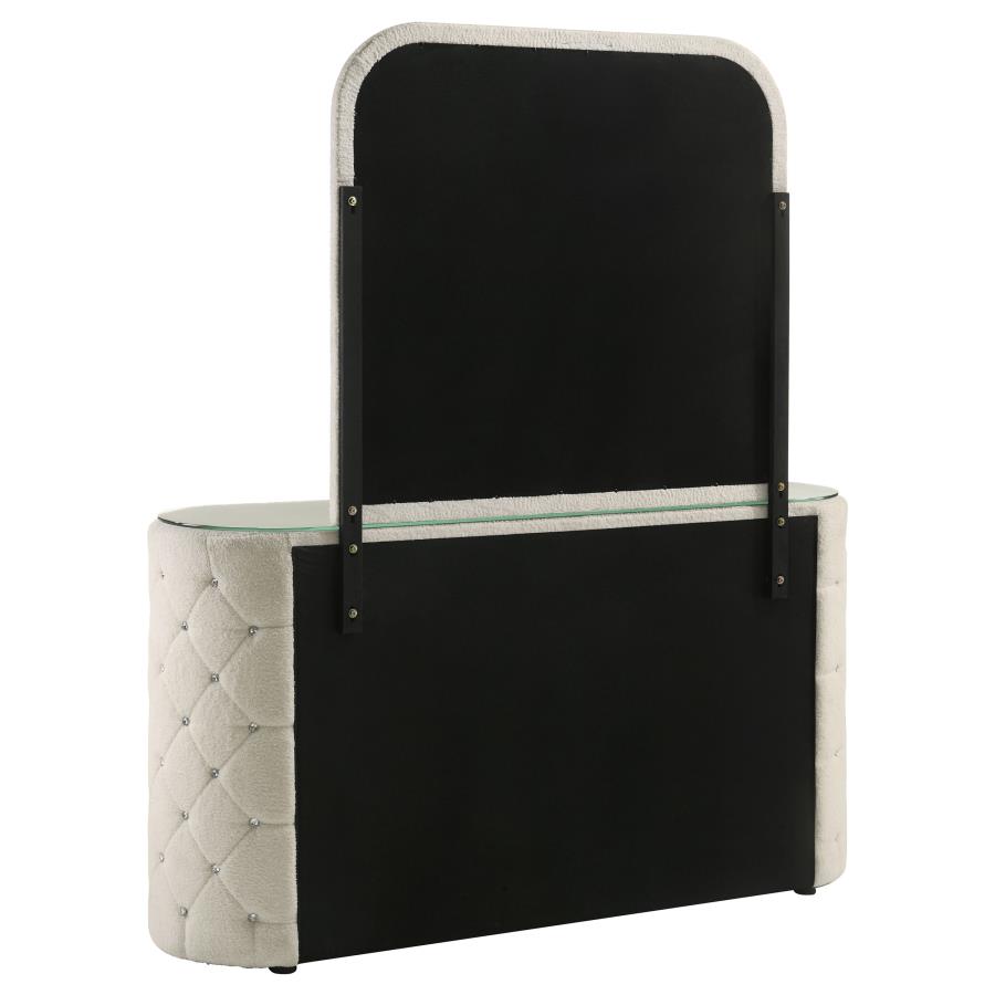 Sonya 6-Drawer Upholstered Bedroom Dresser With Mirror Ivory