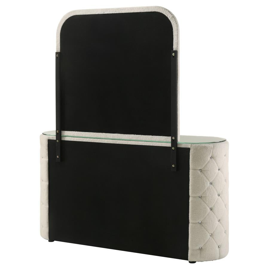 Sonya 6-Drawer Upholstered Bedroom Dresser With Mirror Ivory