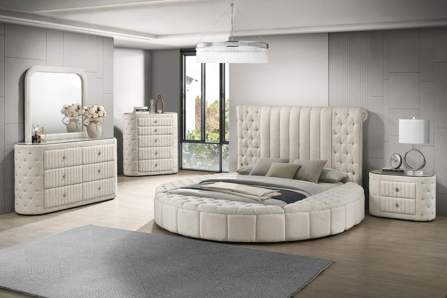Sonya 5-Drawer Upholstered Bedroom Chest Of Drawers Ivory