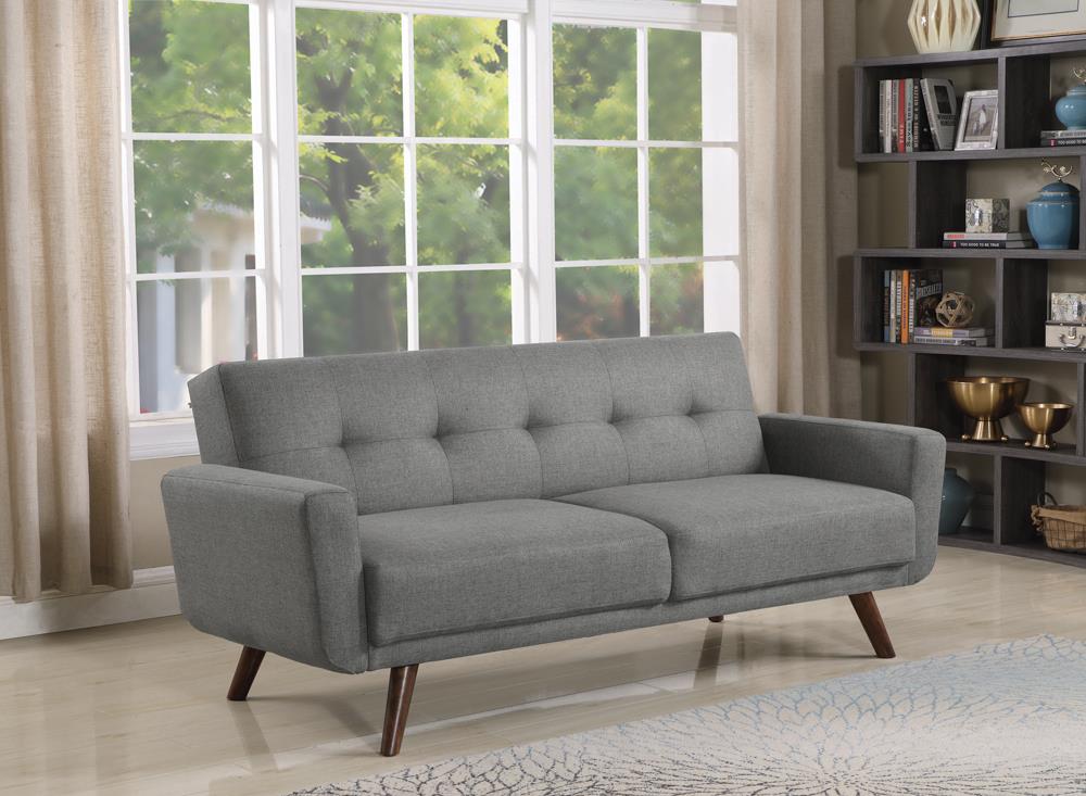 Mid-Century Modern Grey and Walnut Sofa Bed - ATL FURNITURE