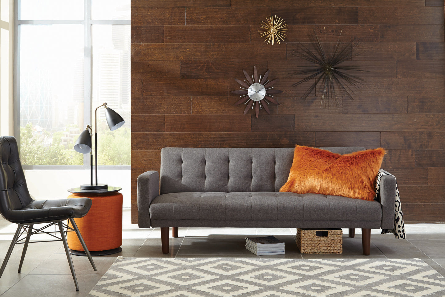 Sommer Upholstered Tufted Convertible Sofa Bed Grey