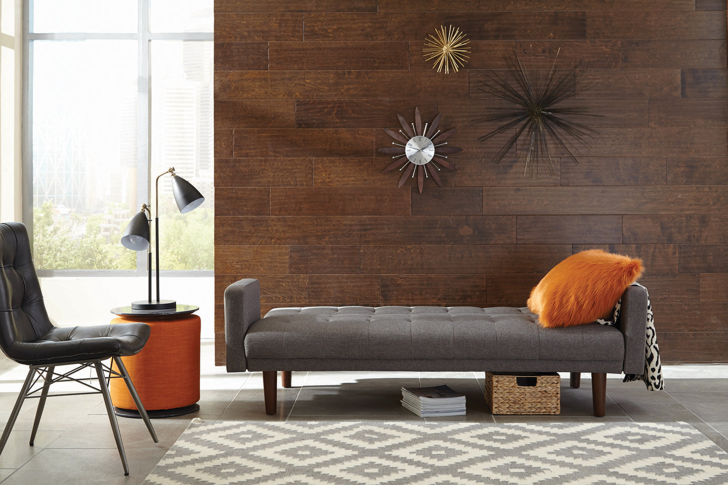 Sommer Upholstered Tufted Convertible Sofa Bed Grey