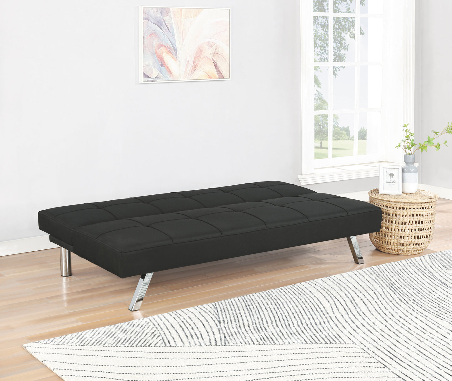 Joel Upholstered Tufted Convertible Sofa Bed Black