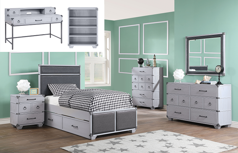 Orchest Gray PU & Gray Twin Bed - ATL FURNITURE