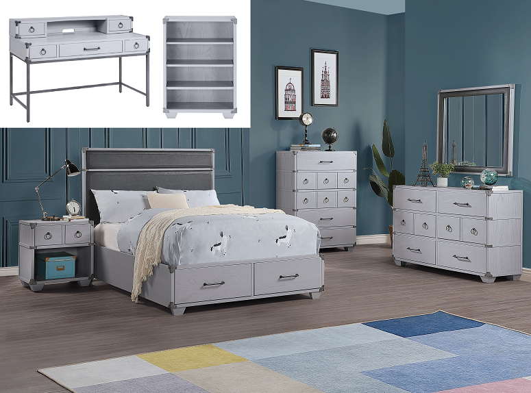 Orchest Gray PU & Gray Twin Bed (Storage) - ATL FURNITURE