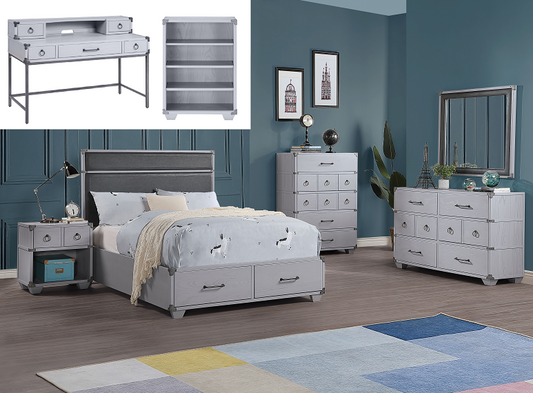 Orchest Gray PU & Gray Full Bed (Storage) - ATL FURNITURE