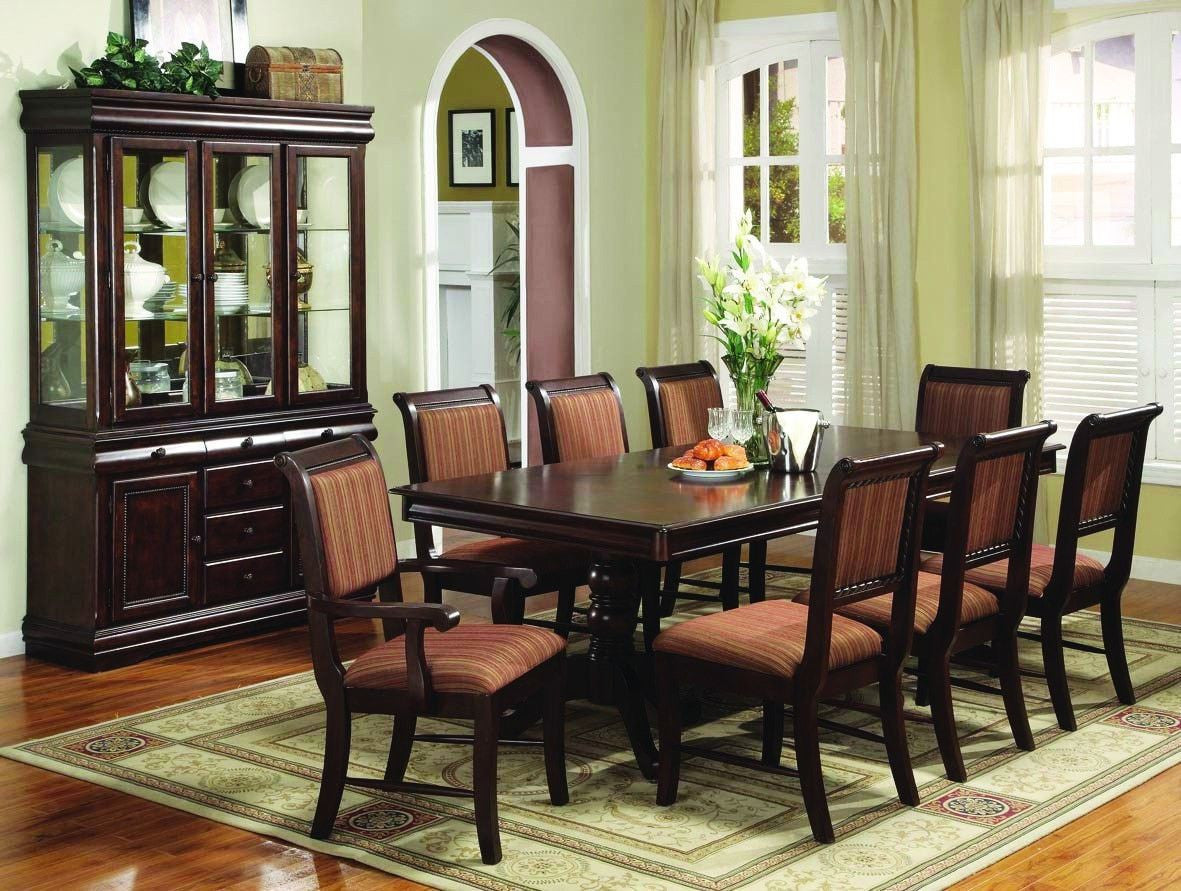 Double Pedestal Dining Table 6 Side & 2 Arm Chairs - ATL FURNITURE