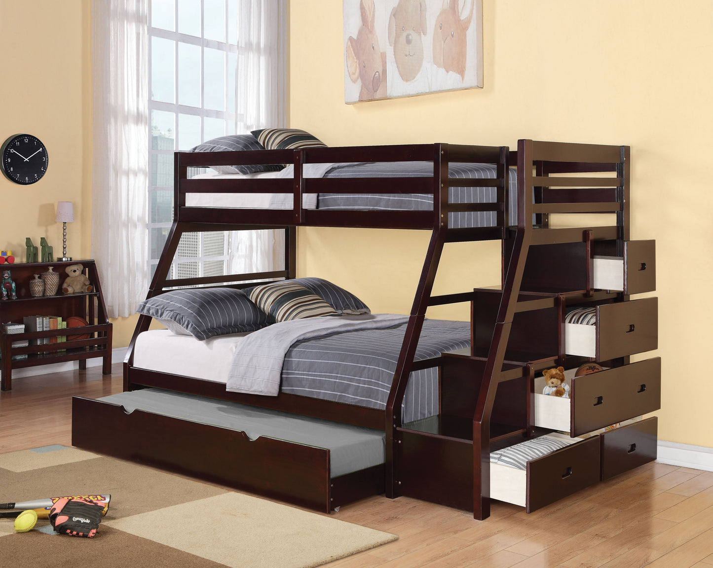 Jason Espresso Bunk Bed (Twin/Full) - ATL FURNITURE