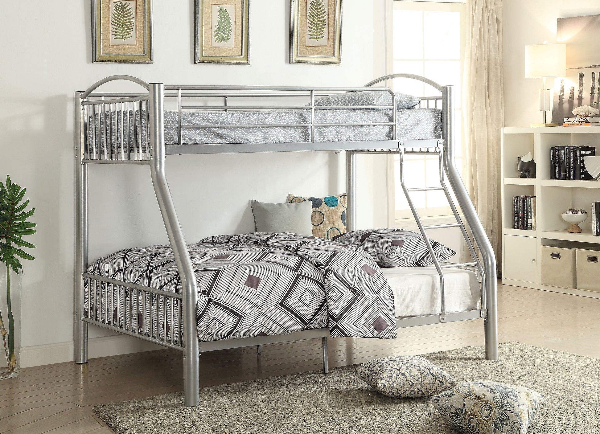 Cayelynn Silver Bunk Bed (Twin/Full) - ATL FURNITURE