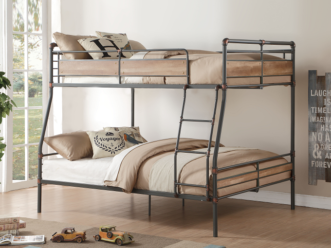 Brantley II Sandy Black & Dark Bronze Hand-Brushed Full XL/Queen Bunk Bed - ATL FURNITURE