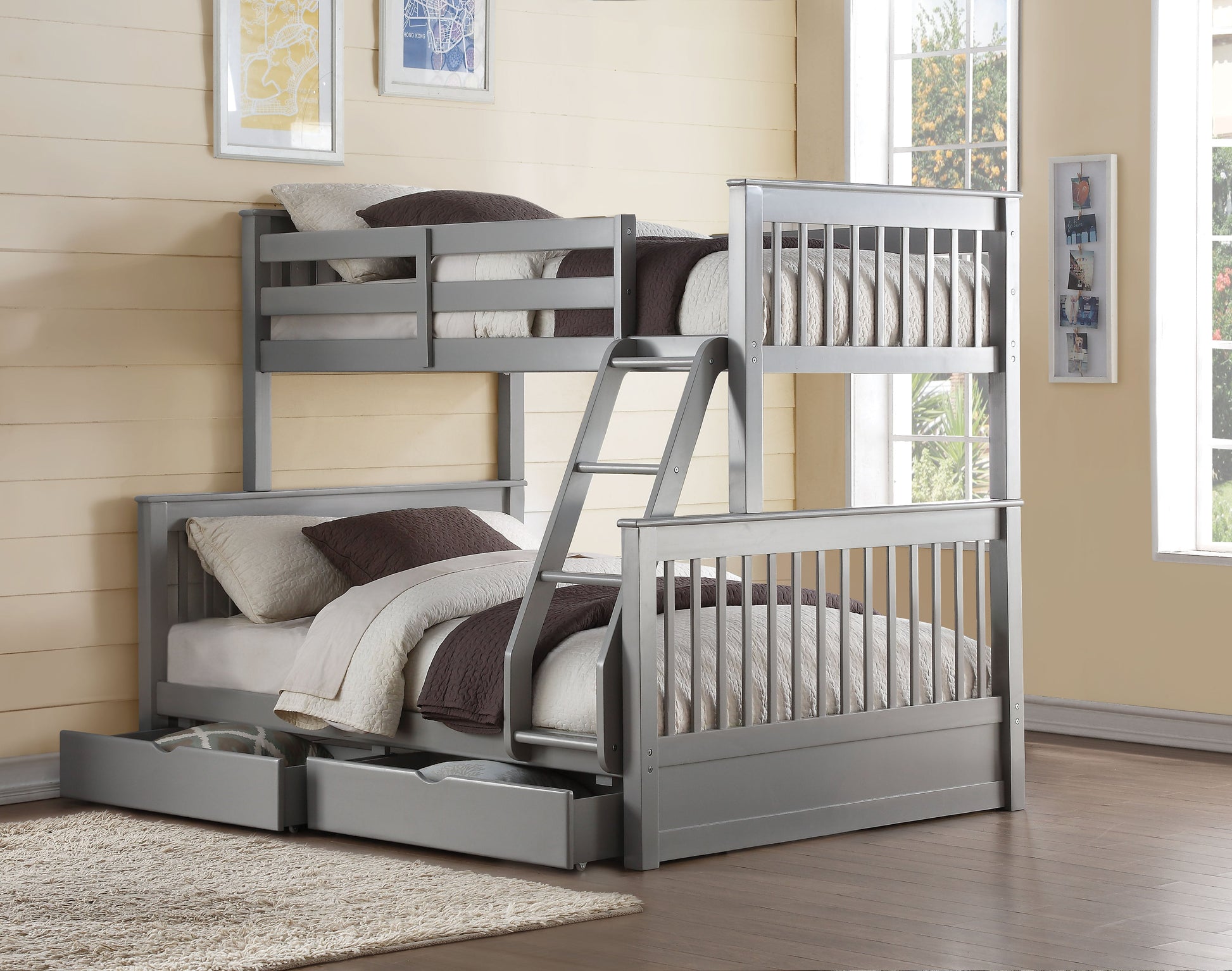 Haley II Gray Bunk Bed (Twin/Full) - ATL FURNITURE