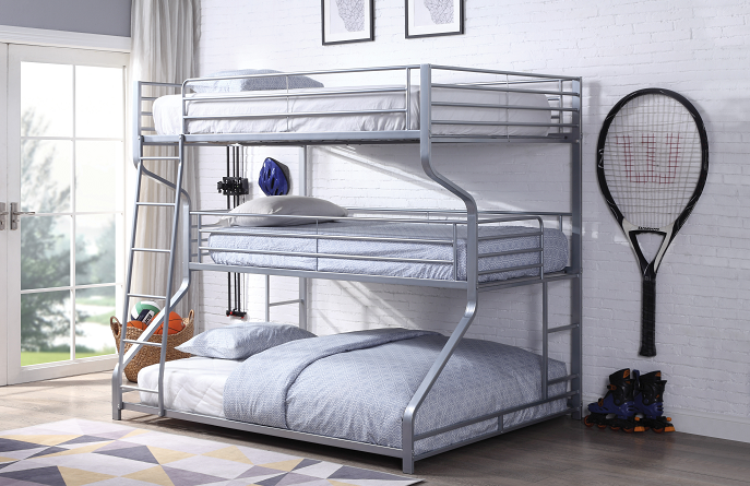 Caius II Silver Bunk Bed (Triple Full/Twin/Queen) - ATL FURNITURE