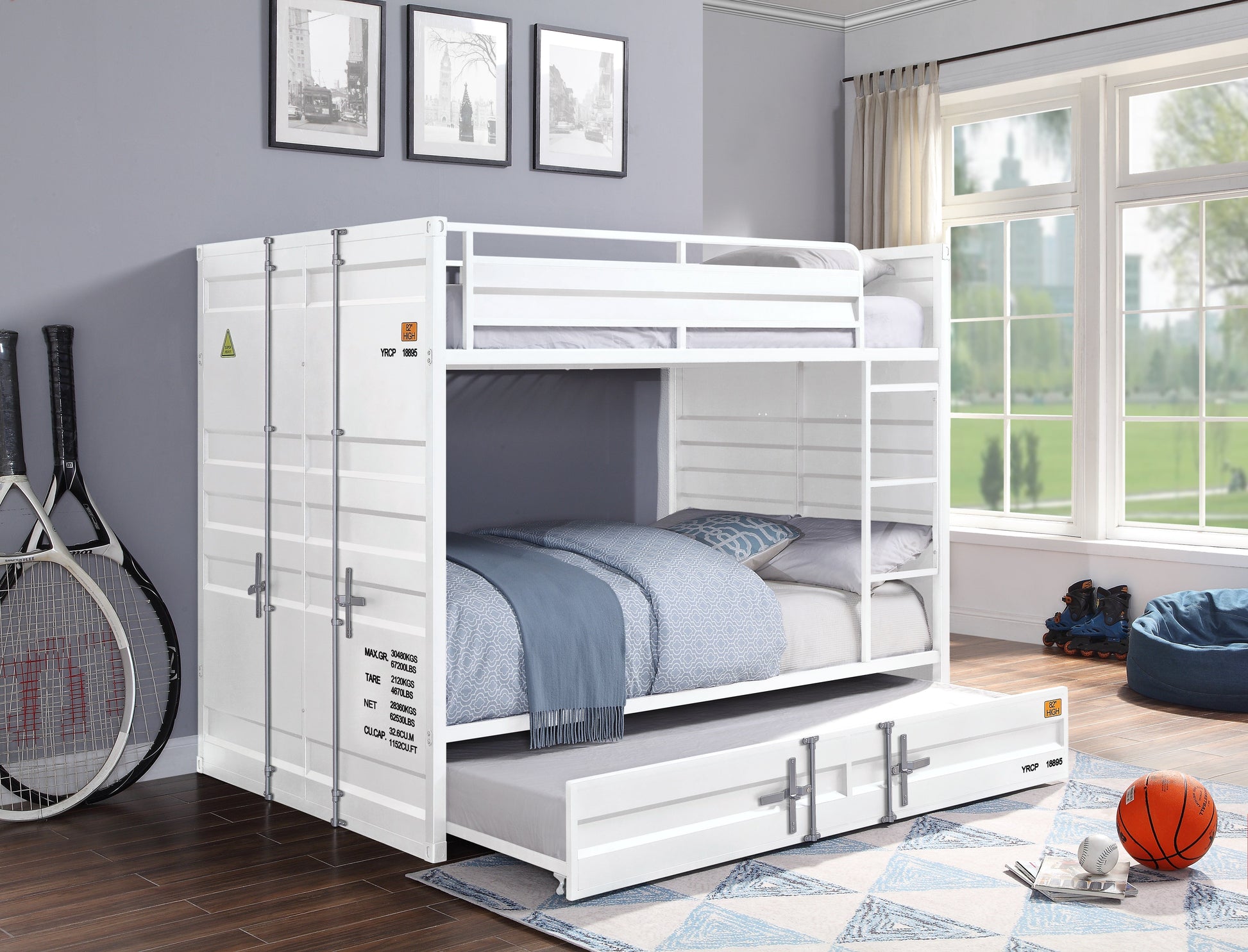 Cargo White Bunk Bed (Full/Full) - ATL FURNITURE