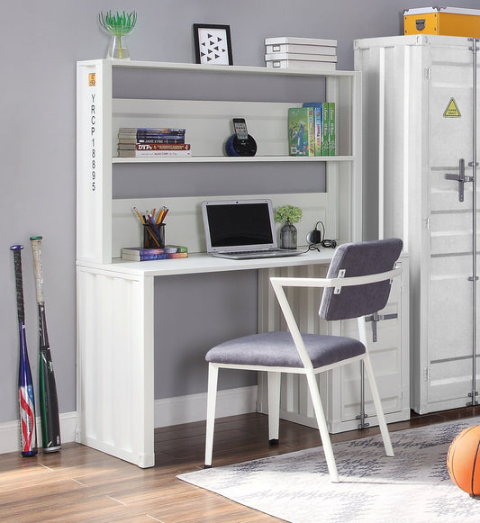 Cargo White Desk & Hutch - ATL FURNITURE