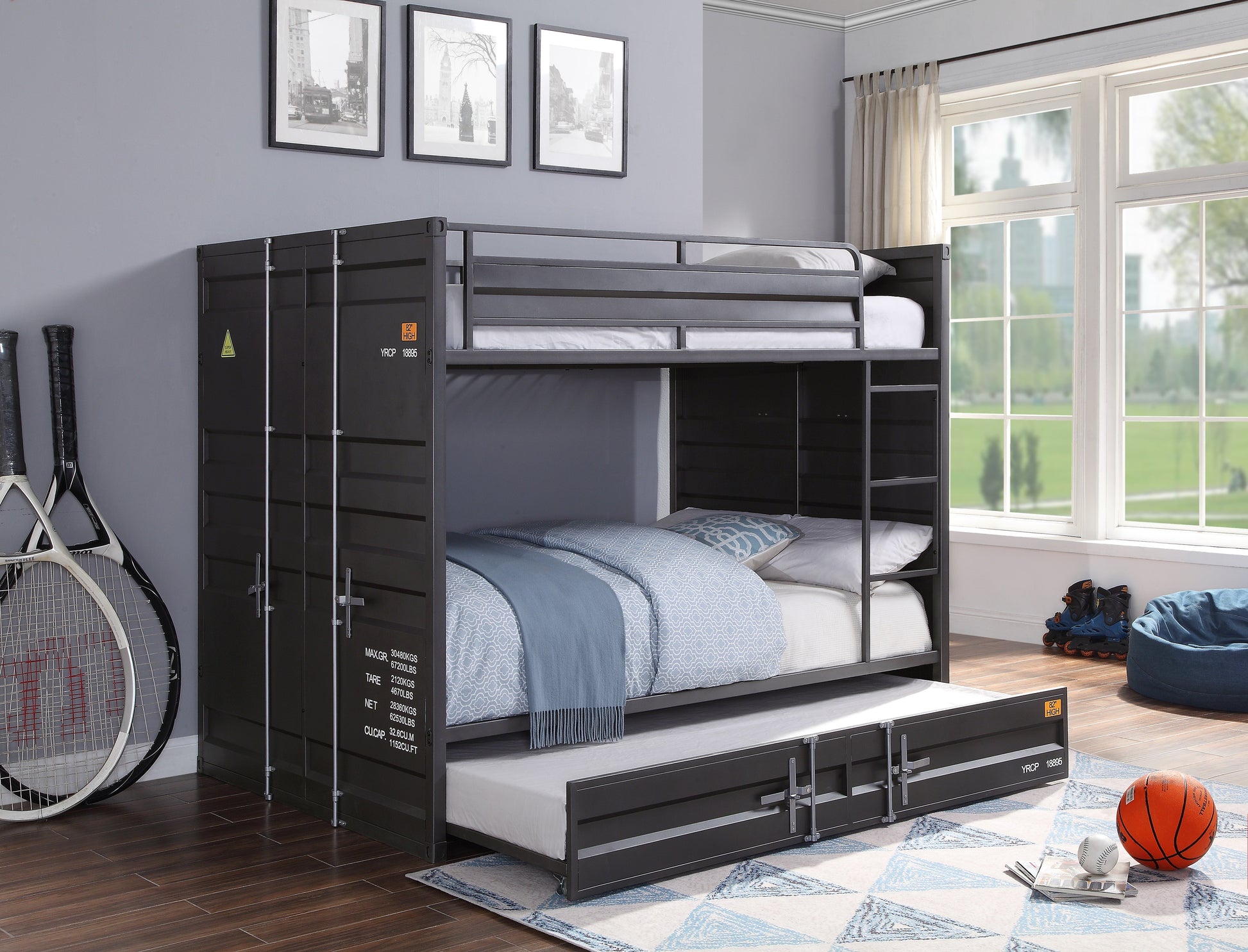 Cargo Gunmetal Bunk Bed (Full/Full) - ATL FURNITURE