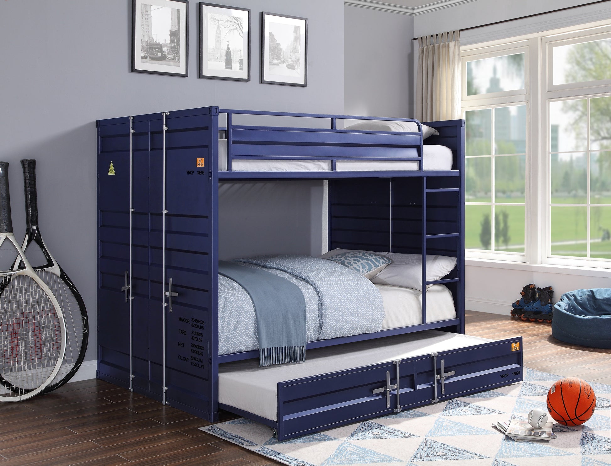 Cargo Blue Bunk Bed (Full/Full) - ATL FURNITURE