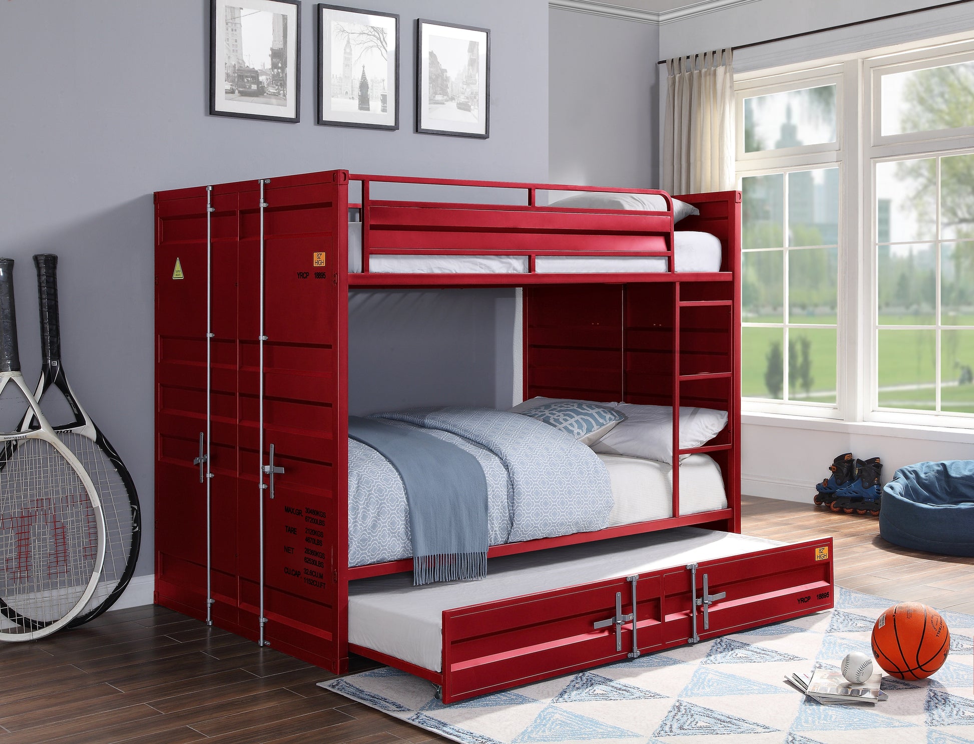 Cargo Red Bunk Bed (Full/Full) - ATL FURNITURE