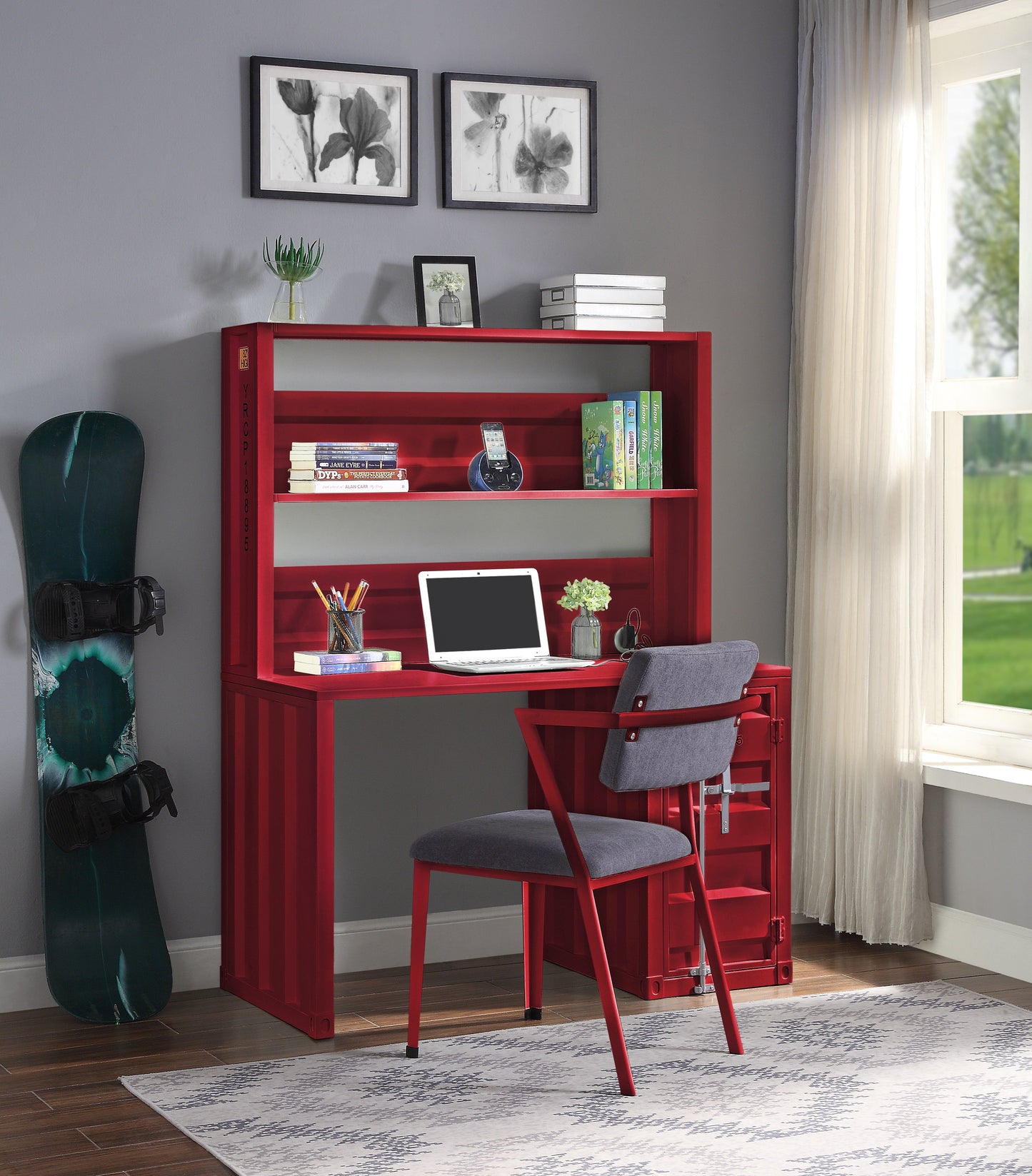 Cargo Red Desk & Hutch - ATL FURNITURE