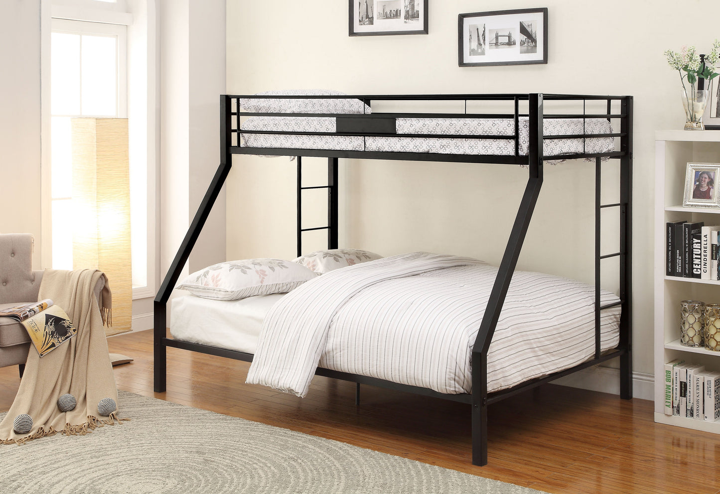 Limbra Sandy Black Bunk Bed (Twin XL/Queen) - ATL FURNITURE