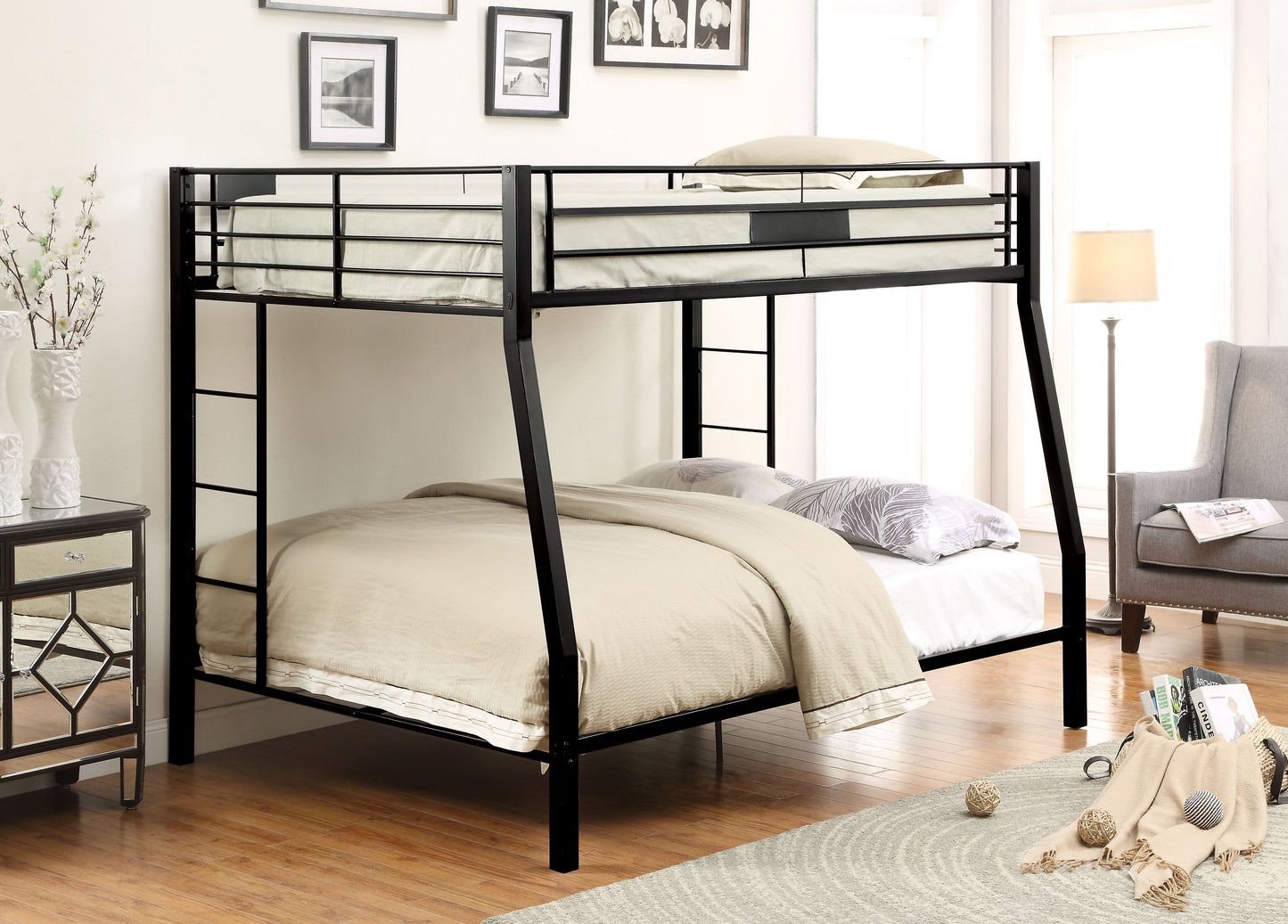 Limbra Sandy Black Full XL/Queen Bunk Bed - ATL FURNITURE