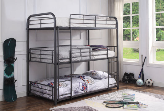 Cairo Gunmetal Bunk Bed (Triple Twin) - ATL FURNITURE