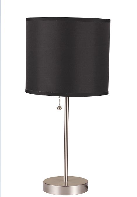 Vassy Black Shade & Brush Silver Table Lamp - ATL FURNITURE