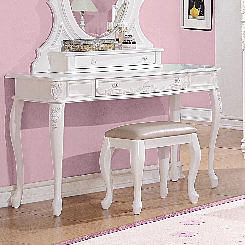 Caroline White Vanity Desk - ATL FURNITURE