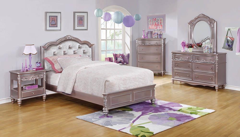 Caroline Metallic Lilac Twin Bed - ATL FURNITURE