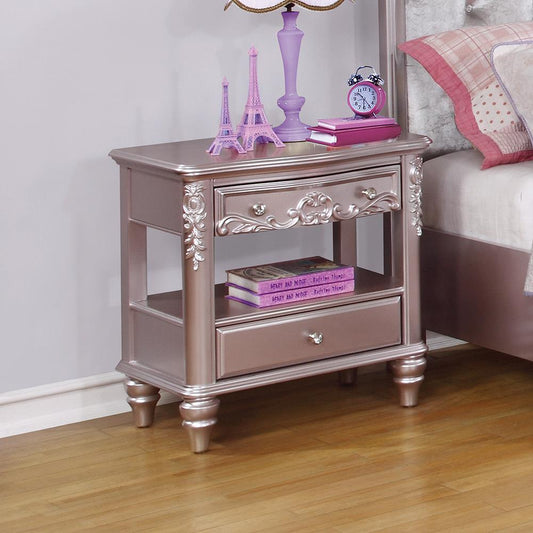 Caroline Metallic Lilac Nightstand - ATL FURNITURE