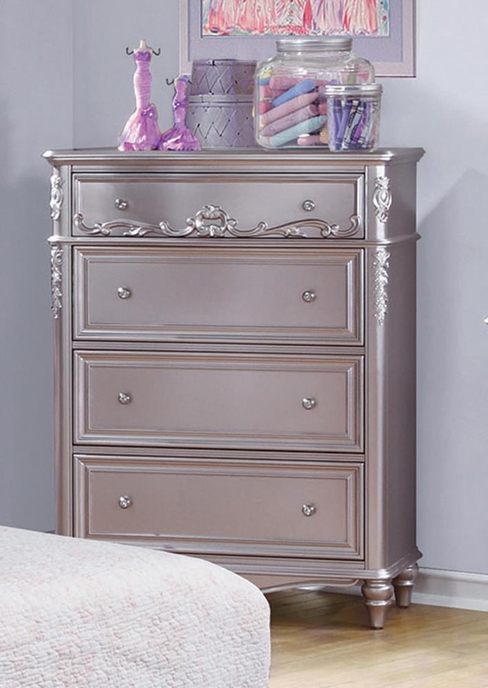 Caroline Metallic Lilac Four-Drawer Chest - ATL FURNITURE