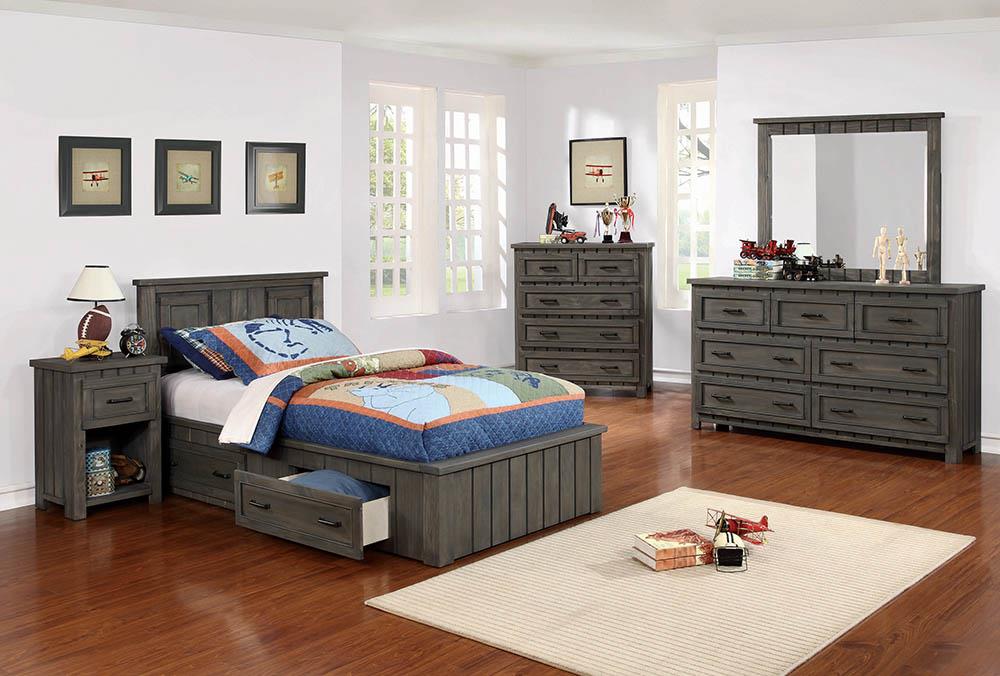 Napoleon Rustic Gun Smoke Full Bed - ATL FURNITURE