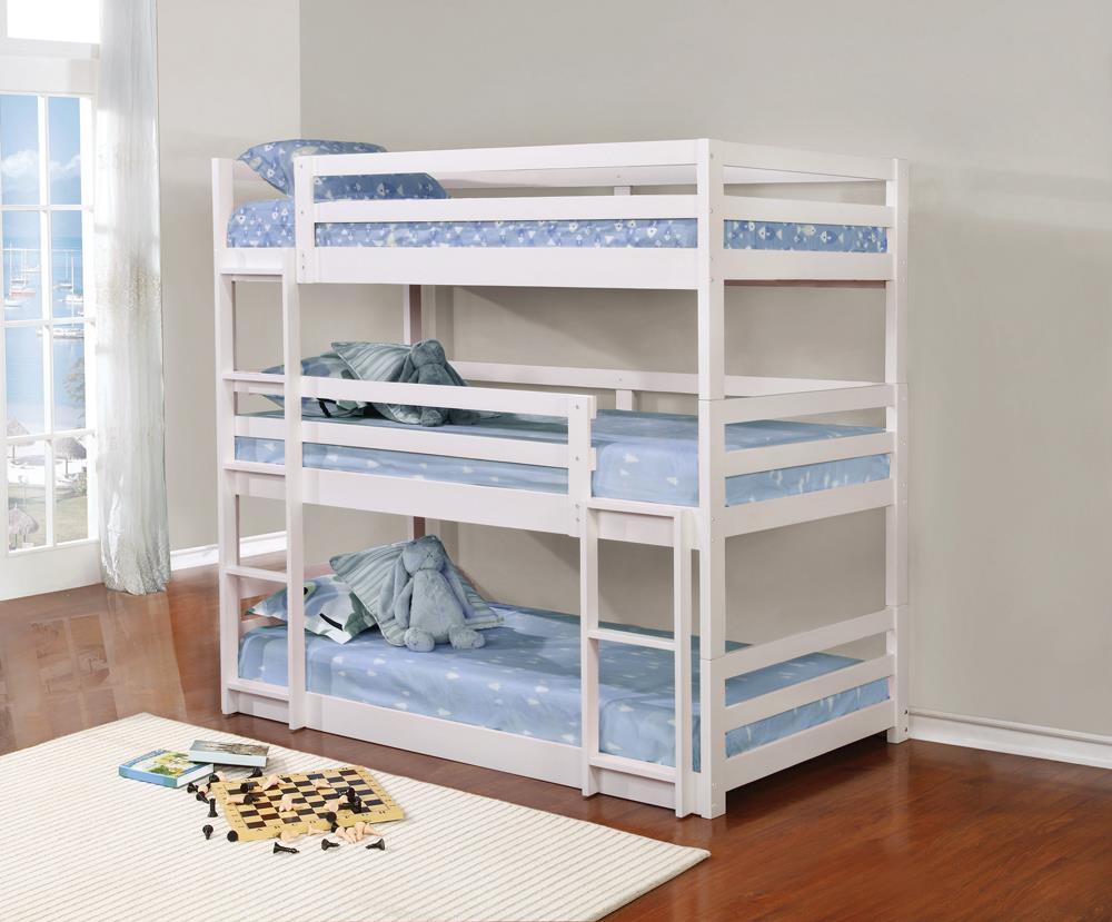 Sandler White Three-Bed Bunk Bed - ATL FURNITURE