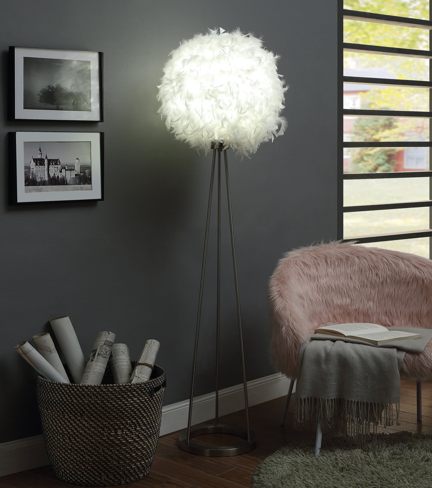 Theodosia Sandy Nickel Floor Lamp - ATL FURNITURE