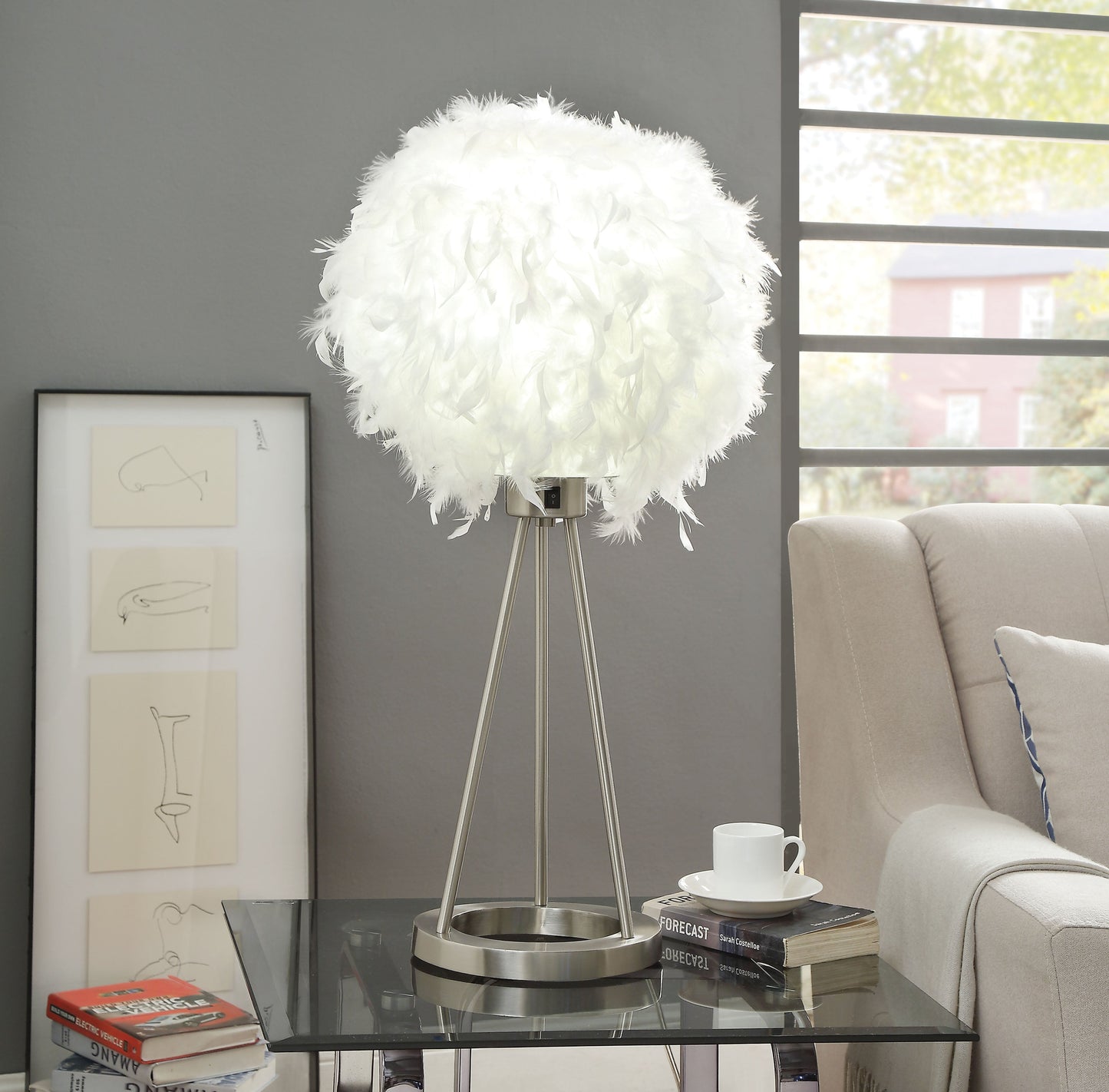 Theodosia Sandy Nickel Table Lamp - ATL FURNITURE