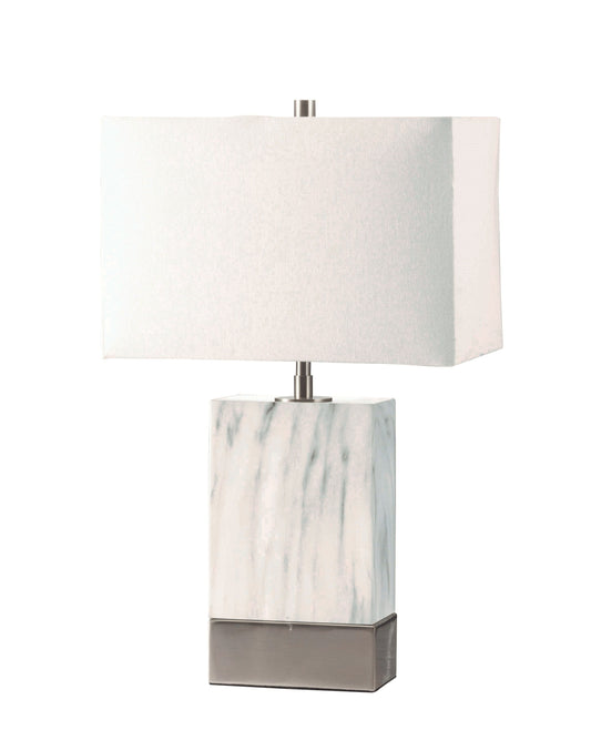 Libe White & Brushed Nickel Table Lamp - ATL FURNITURE