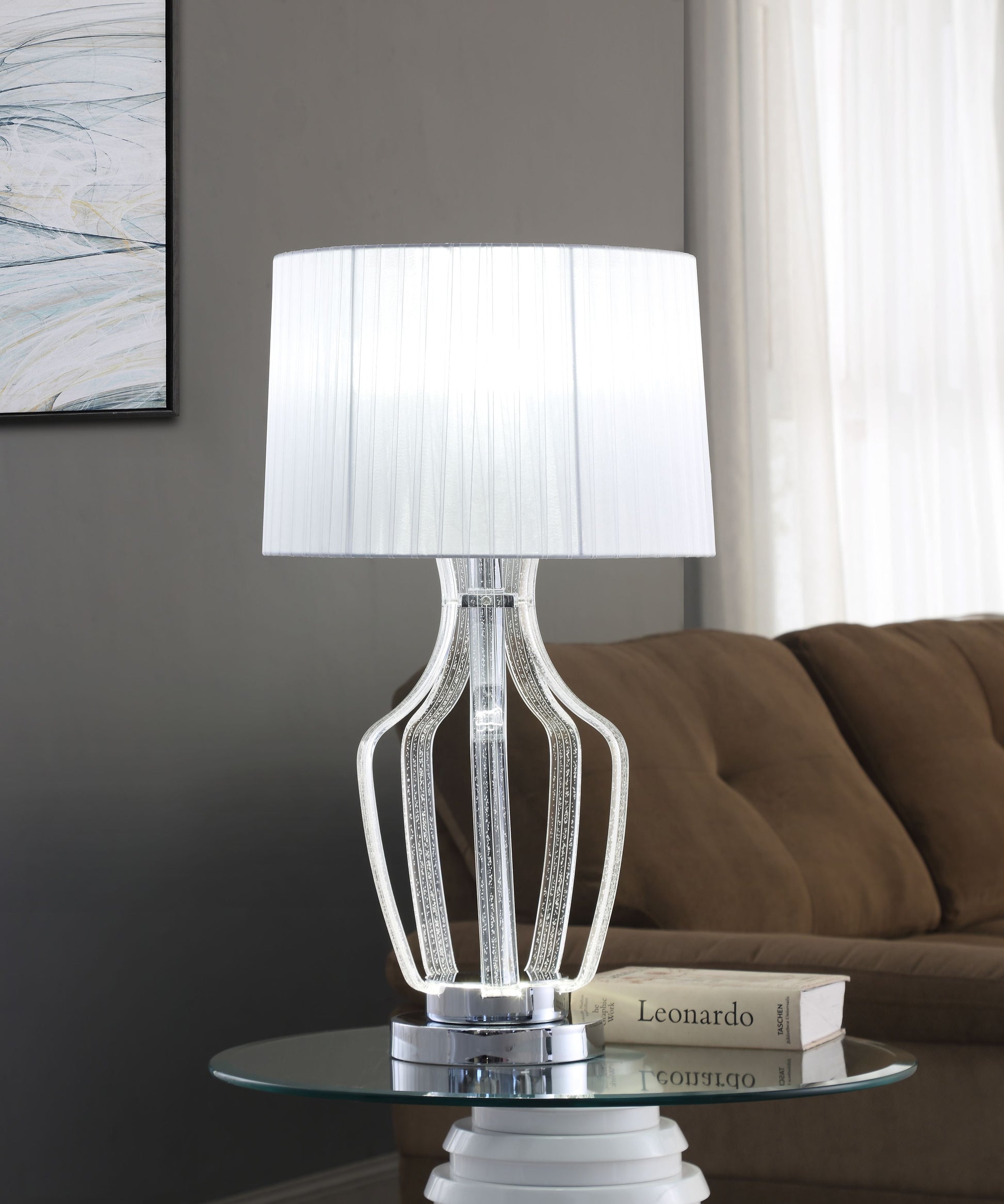 Mathilda Clear Acrylic & Chrome Table Lamp - ATL FURNITURE