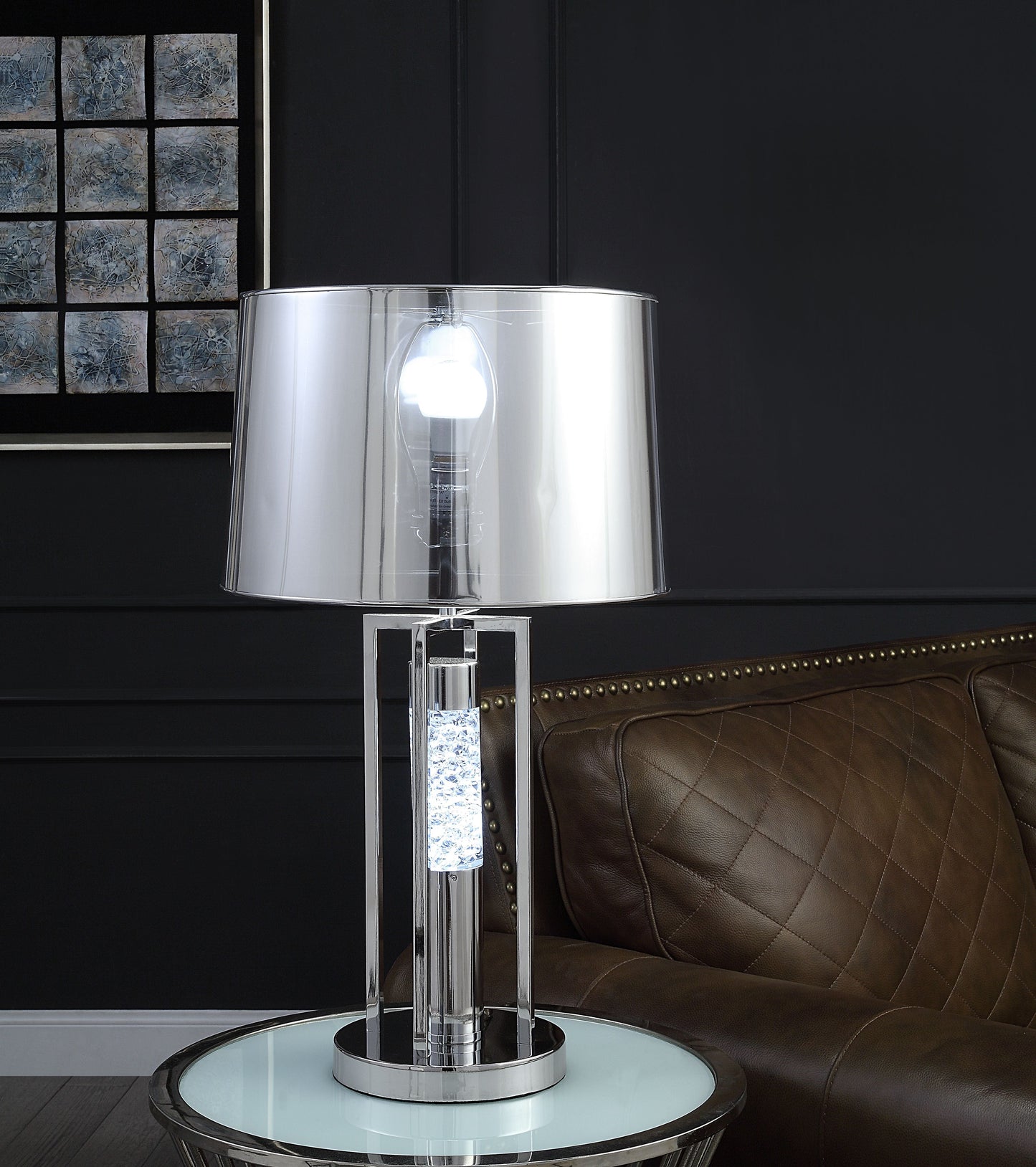 Olsen Clear Acrylic & Chrome Table Lamp - ATL FURNITURE