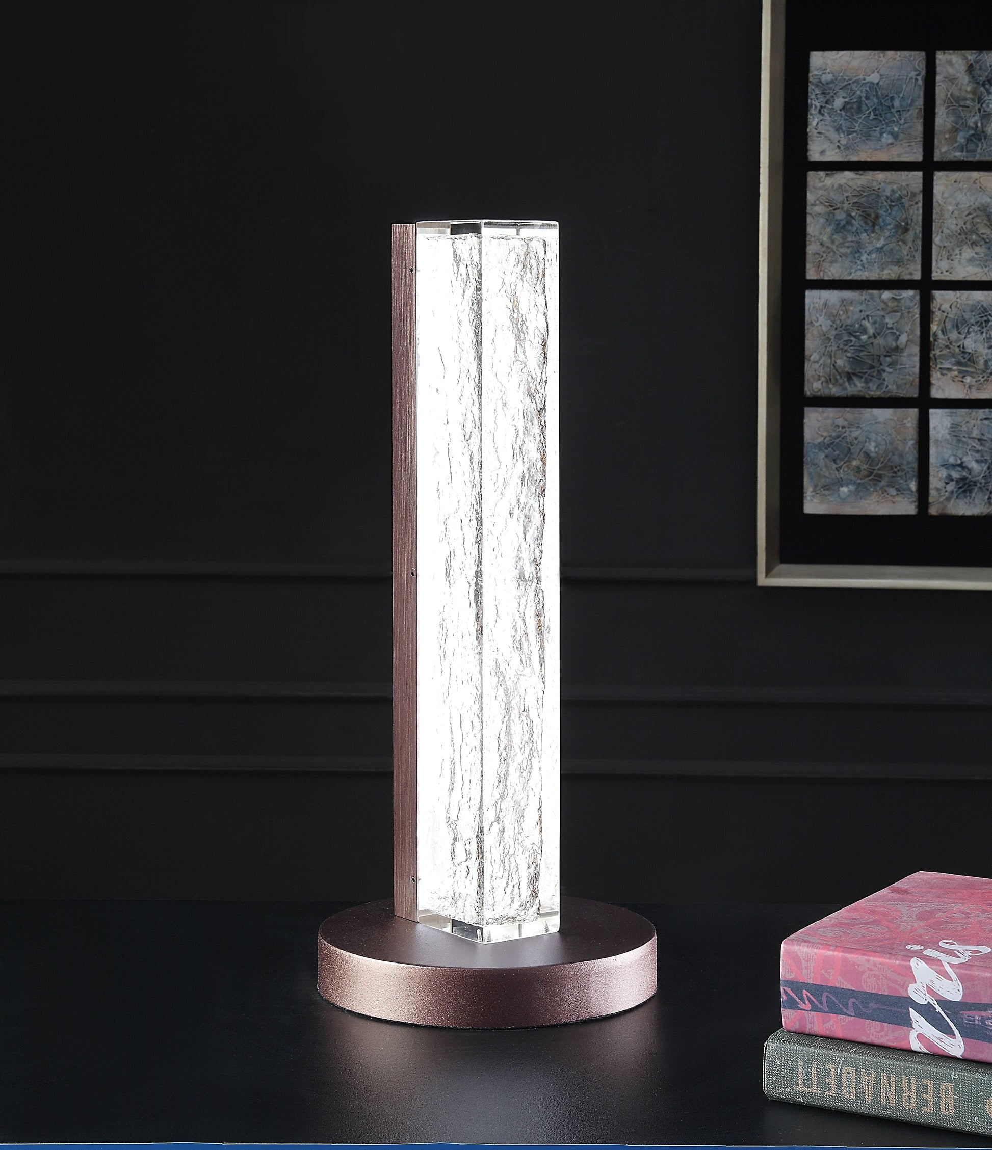 Vreni Clear & Brown Table Lamp - ATL FURNITURE